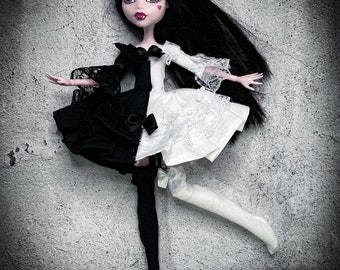 Black/White dress and socks monster doll clothes custom