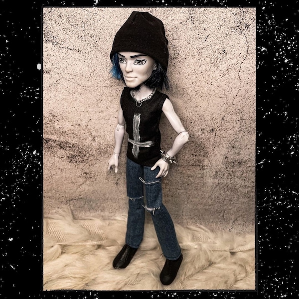 Gothic metal boy clothes for monster doll clothes custom