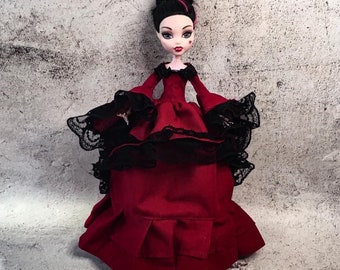 Red passion victorian dress doll clothes custom