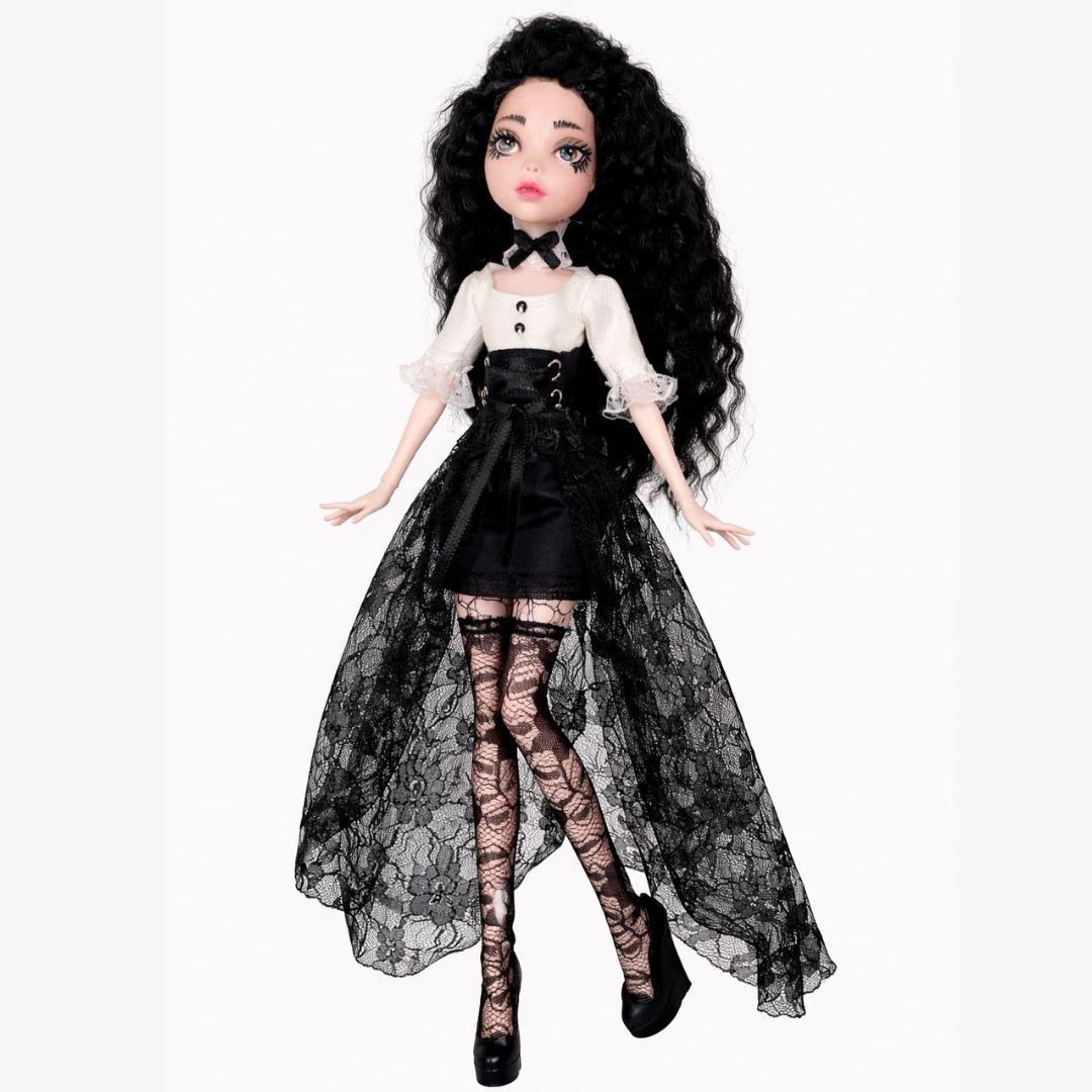 fantasy dress black corset lace wedding dress with cape, heavy beading fantasy gown, black  tulle wedding prom dress cg22036