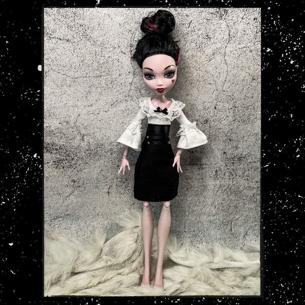 High fashion black and white dress monster doll clothes custom