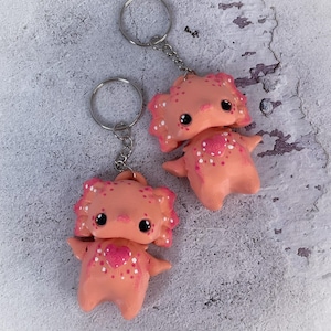 Schlüsselanhänger Axolotl Pixie Goblin Flexi 3D gedruckt rosa gelenkig