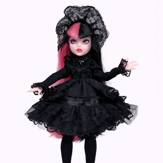 monster high black dress Gothic Lolita Set Clothes Doll Clothes Custom monster high skullector dolls
