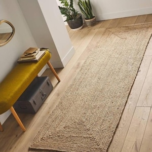 Indian Handmade Solid Natural Jute Braided Rug Custom Size Living Room Rug Warm Vintage Rug Rectangle Jute Carpet Turkish Boho Rug
