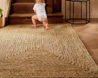 Handmade Braided Jute Rug: Vegan Eco-Friendly Rectangle Area Rug