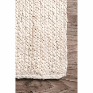 Off White Jute Area Rug - Ivory Beige Rug, Natural White Boho Jute Rug, Custom Size Rug, Indian Handwoven Rug, Bohemian Rug, White Large Rug