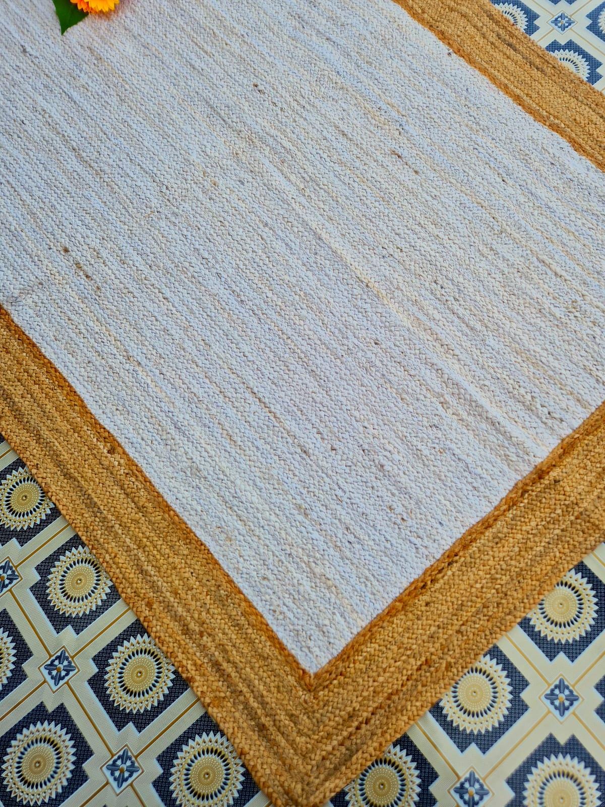 Handwoven Jute Area Rug, Natural Boho Farmhouse Square Design - Etsy