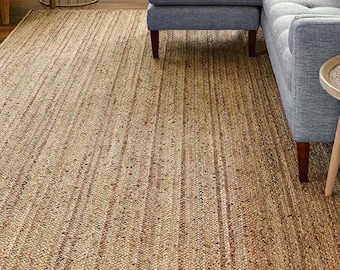 Handwoven Jute Area Rug: Bohemian Braided Rug, Custom Size