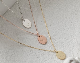 Sterling Silver Zodiac Constellation Necklace: Engraved Celestial Jewelry