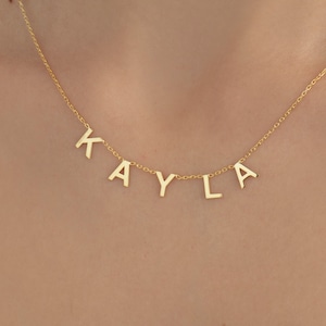 Collar con Nombre, Collar con Letras, Collar Personalizado, Collar con Letras Espaciales, Joyería Hecha a Mano, Collar con Iniciales