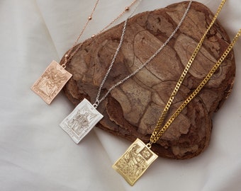 Sterling Silver Tarot Card Necklace: Dainty Zodiac Jewelry