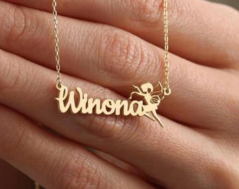 Personalized Fairy Name Necklace, Custom Name Jewelry for Girls, Magical Birthday Gift