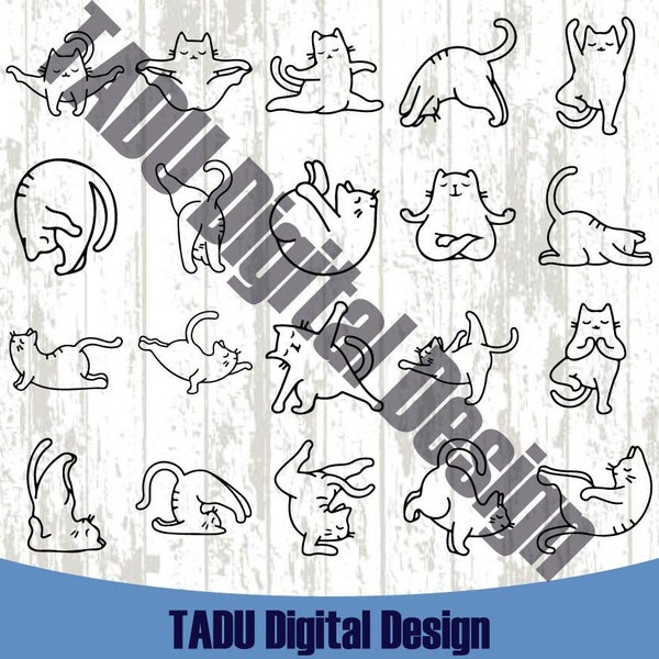 Yoga Cats Svg Bundle Cat Yoga Poses Svg Set Outline Pose Cat Yoga Svg Cricut Kitten Yoga Poses Svg Files Svg Png Pdf Jpg Eps