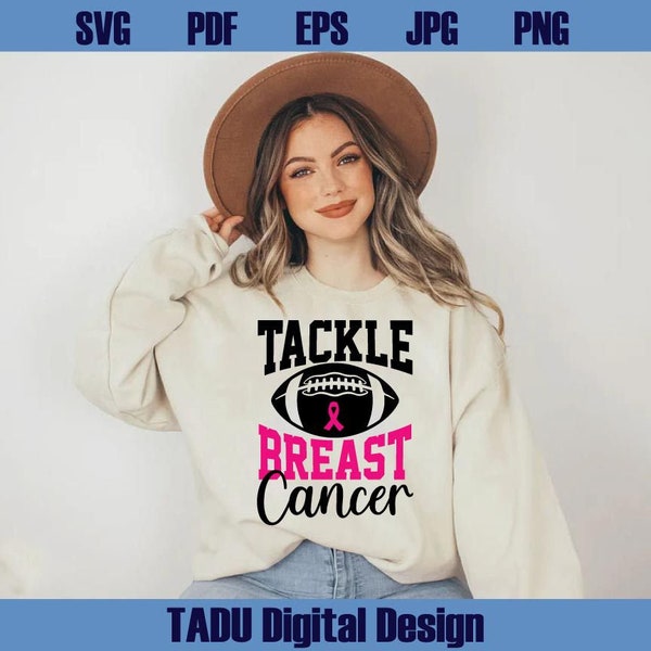 Tackle Breast Cancer Svg Football Png Sublimation Pink Football Tackle Cancer Svg Retro Breast Cancer Awareness Svg Files Svg Png Eps