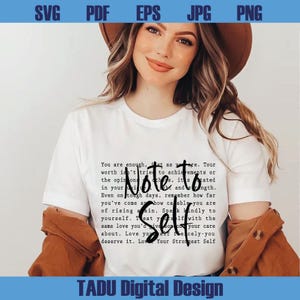 Note à soi-même Svg amour de soi Svg motivant PNG Sublimation santé mentale Svg citations positives Svg amour de soi Svg Soins personnels Svg Png
