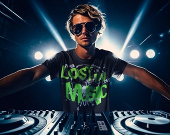 Lost in Music T-Shirt Retro Music  Tee, Vintage Design , Unisex shirt Music lover tShirt, Gift top graphic tee design crew neck Shirt  cool