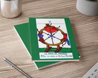 TAROT "The Wheel of Fortune" Rosicrucian Magic Elemental Zodiacal Planetary Magick Esoteric Symbol Softcover Notebook, A5