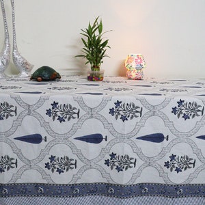 Indian Block Print tablecloth Floral Cotton Table Cover Table Cloth 6 Pcs Napkins Set  French Tablecloth Rectangle Table Cloth