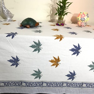 Christmas Tablecloth Colorful Maple Leaf Printed Table Cloth Home Decor, Kitchen Dining, Wedding Block Print 120x70 Tablecloth Rectangle