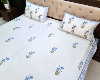 Couvre-lit surdimensionné 100 % coton biologique avec taies d'oreiller, literie bohème faite main - Drap de lit simple, queen-size et king-size, couvre-lit à fleurs