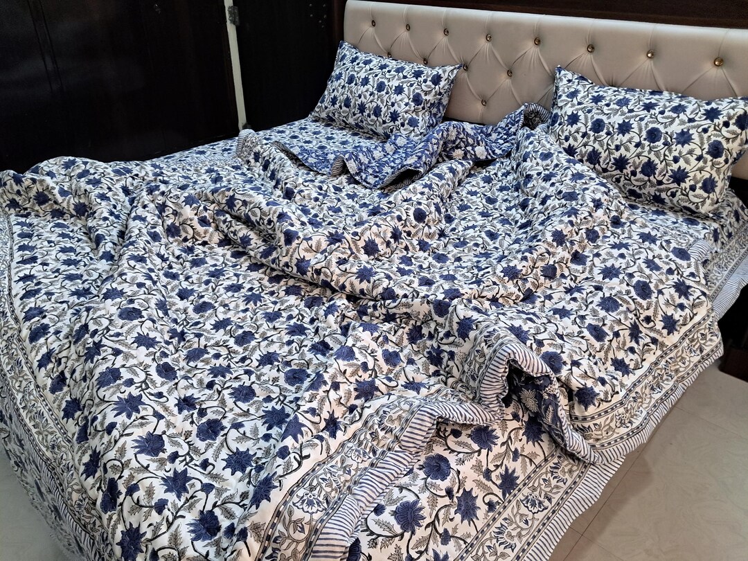 Indian Block Print Cotton Bedding, Handmade Reversible Duvet Cover With ...
