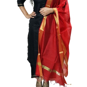 red silk dupatta for women
