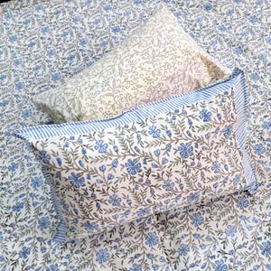 Jaipur Hand Block Printed Cotton Bed Cover with Two Pillowcases – King Queen Twin Flat Sheet, Cottage Core BedSheet Set