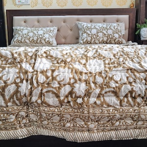 Brown Floral Cotton Duvet Cover, Countryside Aesthetic Bedding Set, French Floral Dorm Duvet Cover Set, Twin Queen King Bedding Quilt Cover