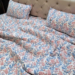 Soft Pink Floral Coquette Bedding Set – Preppy Cotton Duvet Cover, Cottagecore Dorm Bedding Twin Queen King, Cute Pink Comforter Cover Set