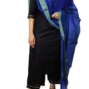 blue silk dupatta for women