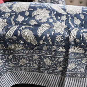 100% Cotton Bedsheet hand block printed Bed Sheet with pillow covers Indian print home decor bedspread Fitted sheets Queen bedsheet Blue