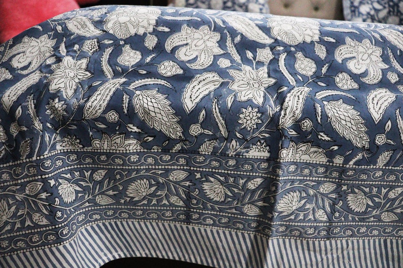 100% Cotton Bedsheet hand block printed Bed Sheet with pillow covers Indian print home decor bedspread Fitted sheets Queen bedsheet Blue