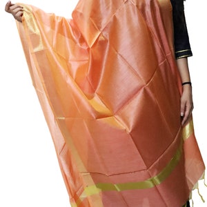 orange silk dupatta for women