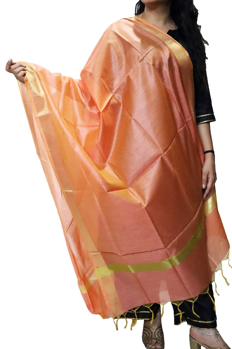orange silk dupatta for women