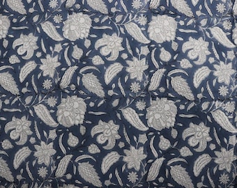 Bloque de mano floral indio azul y blanco impreso 100% tela de algodón, tela cortada a medida, tela para cortinas almohadas vestido haciendo tela