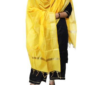 yellow silk dupatta for women