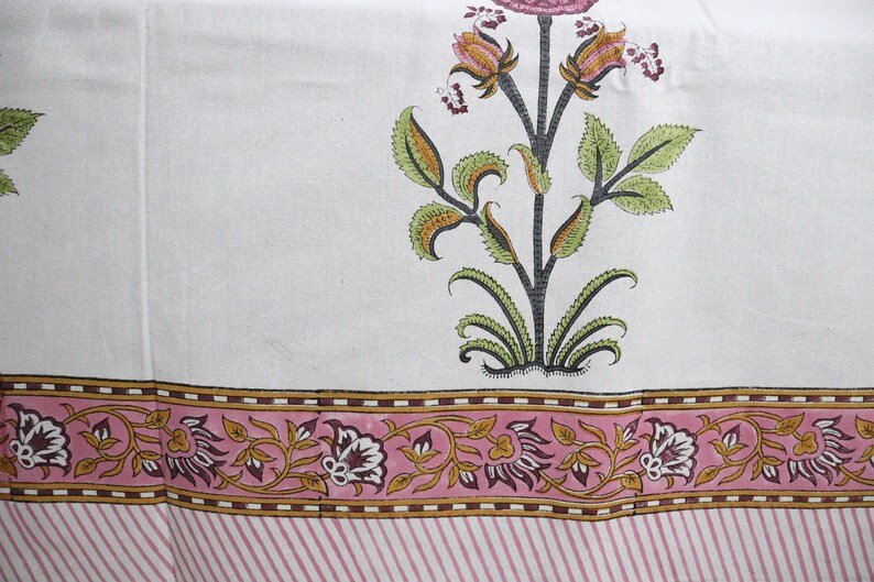 Indian Block Print Bedsheet Floral Print Bed Set Handmade Bedspread Pure Cotton Bed Sheets Luxury Bedding- Twin, Queen, King Size Bedding image 3