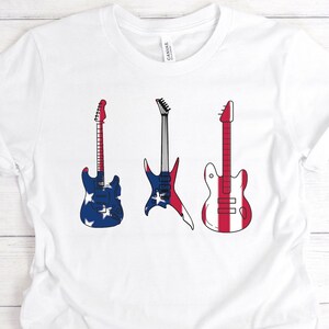 Guitar T shirt, US Flag T Shirt, Three Guitar shirt,  Flag Shirt, Patriotic Flag Shirt, Guitar Shirt, Music Lover Shirt,