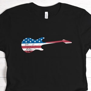 Guitar T shirt, US Flag T Shirt, Vintage Guitar shirt,  Flag Shirt, Patriotic Flag Shirt, Guitar Shirt, Music Lover Shirt,