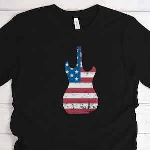 Guitar T shirt, US Flag T Shirt, Vintage Guitar shirt,  Flag Shirt, Patriotic Flag Shirt, Guitar Shirt, Music Lover Shirt,