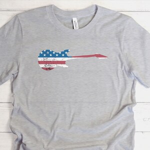 Guitar T shirt, US Flag T Shirt, Vintage Guitar shirt,  Flag Shirt, Patriotic Flag Shirt, Guitar Shirt, Music Lover Shirt,