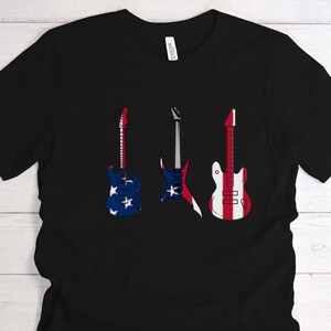 Guitar T shirt, US Flag T Shirt, Three Guitar shirt,  Flag Shirt, Patriotic Flag Shirt, Guitar Shirt, Music Lover Shirt,