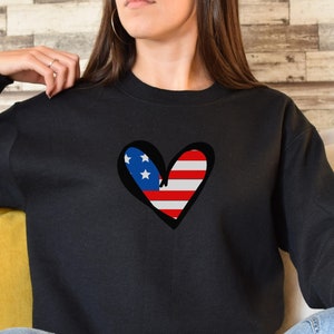 American Flag Heart Sweatshirt, USA Flag Sweatshirt, American Flag Sweatshirt, Flag Heart Sweatshirt, Flag Heart, Valentine Sweater