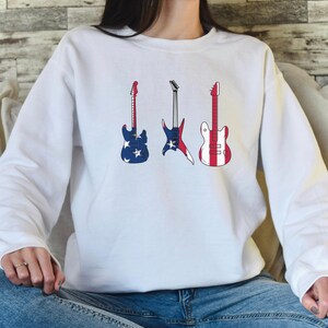 Sudadera De Guitarra, Sudadera Bandera De EE.UU., Sudadera Tres Guitarra, Sudadera Bandera, Sudadera Bandera Patriótica, Sudadera Amante de la Música,