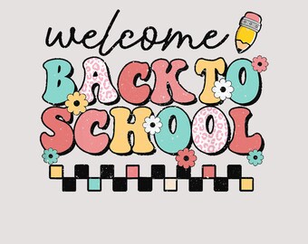 Welcome Back To School Retro First Day of School Teacher PNG