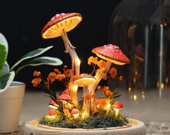 Goblinkern Pilzlampe, Amanita Muscaria Nachtlicht, magisches Walddekor, Fairycore ästhetische Lampe, einzigartiges Geschenk für Naturliebhaber