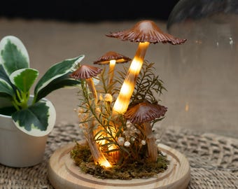 Realistic Mushroom Lamp, Enchanted Forest Light, Woodland Decor, Nature Inspired Night Light, Dark Forest Lamp, Rustic Fantasy Decor