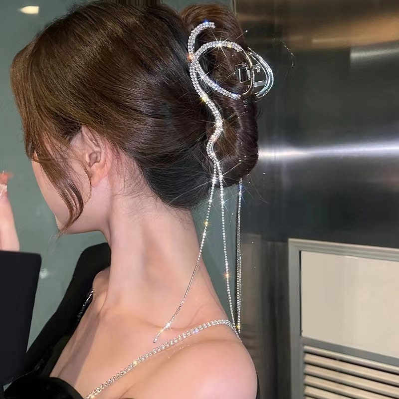 Tassel Diamond Hair Claw, Diamond Hair Clip, Diamond Hair Clip, Diamond