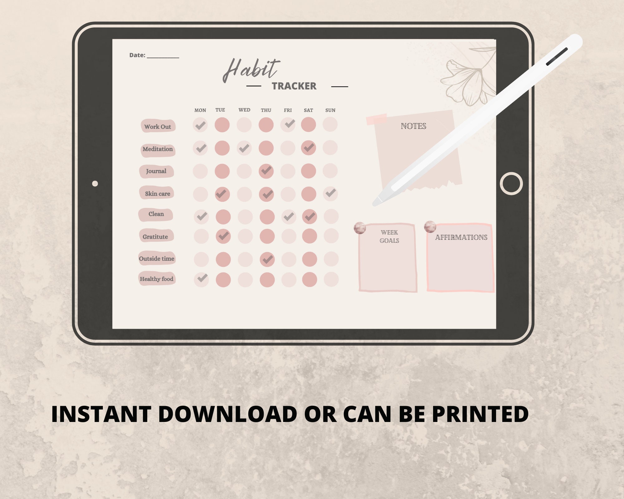 Digital Habit Tracker, Aesthetic Habit Tracker, Productivity Printable Planner, Goodnotes ...