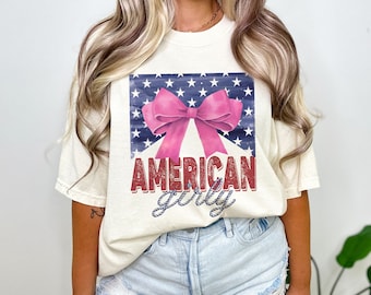 Chemise drapeau américain Coquette, chemise noeud papillon, chemise 4 juillet, chemise Amérique, liberté, t-shirt drapeau américain, chemise fille américaine